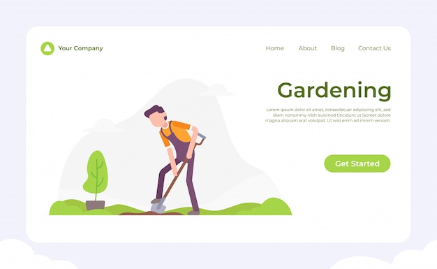 Vetor jardinagem landing page