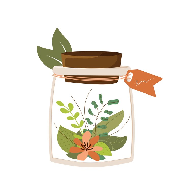 Jarra com plantas dentro Ilustração colorida no fundo branco Eco