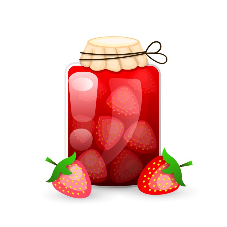 Vetor jarra de geléia de morango é um estilo simples com linhas de logotipo para rótulos.