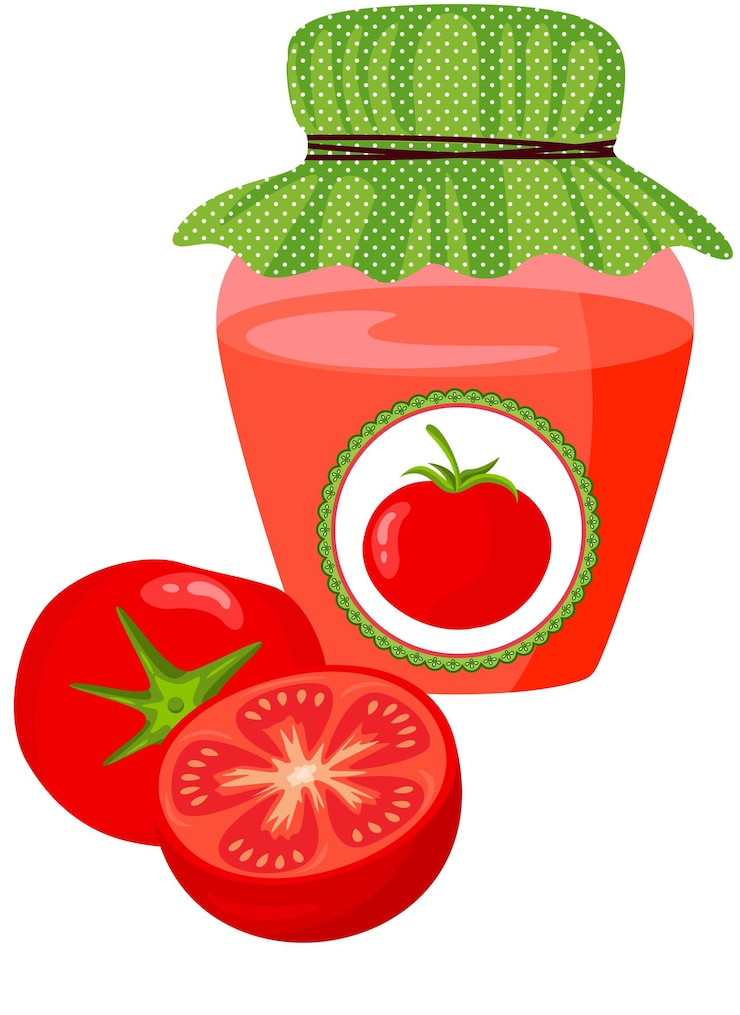 Vetor jarro de vidro com geleia de tomate