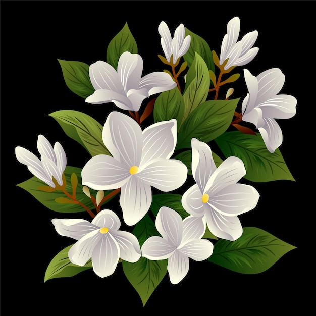 Vetor jasmine digital art flower clip art (arte digital de clipes de flores de jasmim)