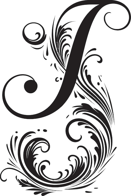 Vetor jazzy elegance stylish letter j vector jovial swirls playful font j arte vetorial