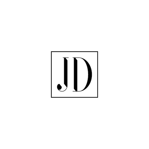 Vetor jd monogram logo design letra texto nome símbolo logotipo monocromático alfabeto caractere logotipo simples