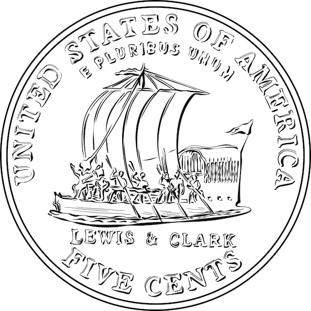 Jefferson níquel americano dinheiro eua moeda de cinco centavos com quilha de lewis e expedição de clark no rev
