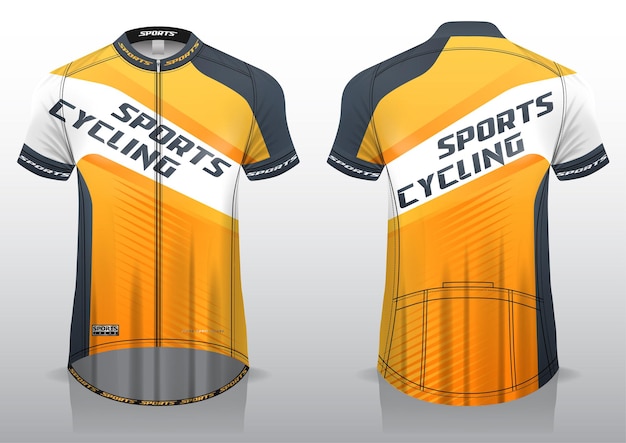 Jersey, ciclismo, vista frontal e traseira, design esportivo e pronto para ser impresso em tecido e texlite