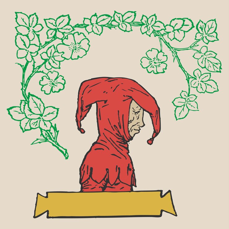 Vetor jester tolo coringa ornamental decoração logotipo modelo retro vintage ilustração vetor elementos