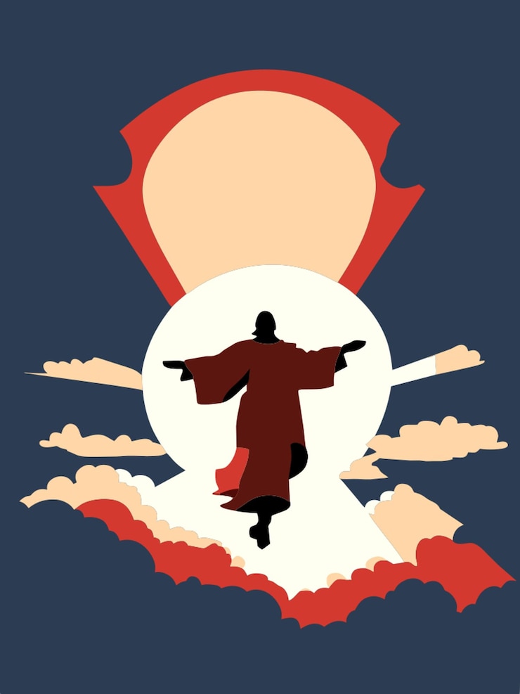 Vetor jesus ascende ao céu vector ilustração plana 2