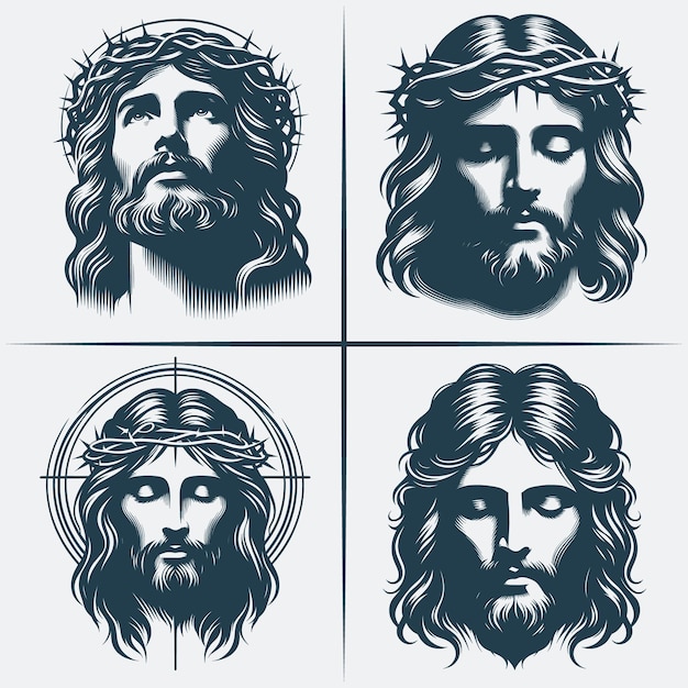 Vetor jesus christ face svg arquivo de pacote de silhueta vetorial