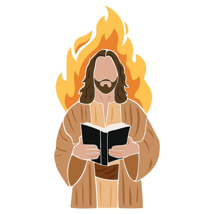 Vetor jesus com as escrituras na mão o poder da bíblia