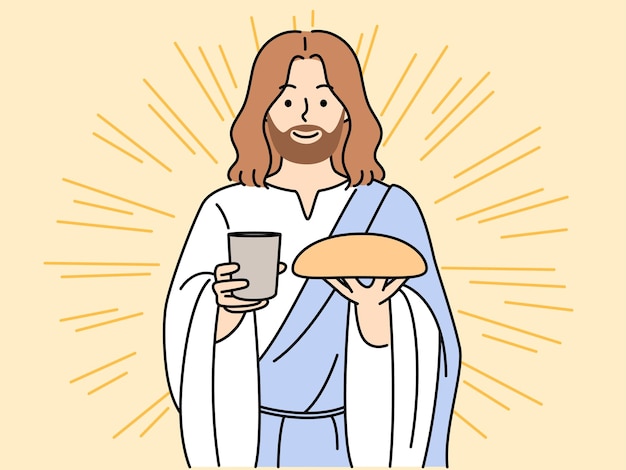 Jesus cristo com pão e vinho