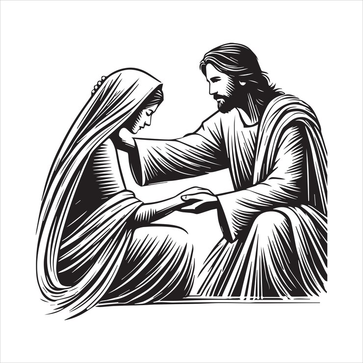 Vetor jesus cristo engraçado várias atividades ilustração vetorial em preto e branco