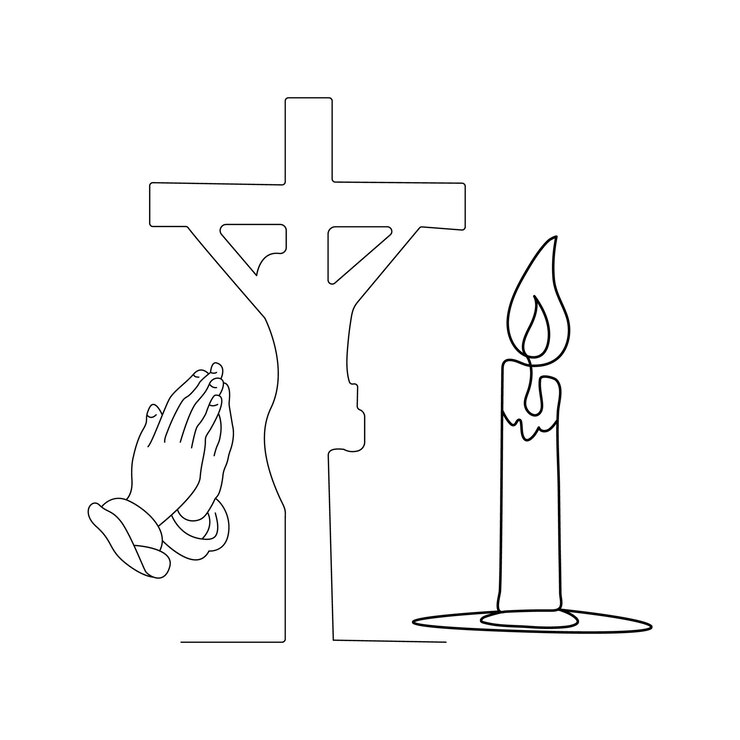 Vetor jesus cristo esboço de sexta-feira santa contínua linha única contorno vetor