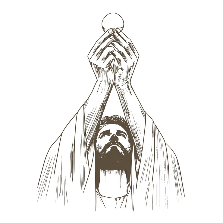 Vetor jesus cristo segurando a hóstia religião católica