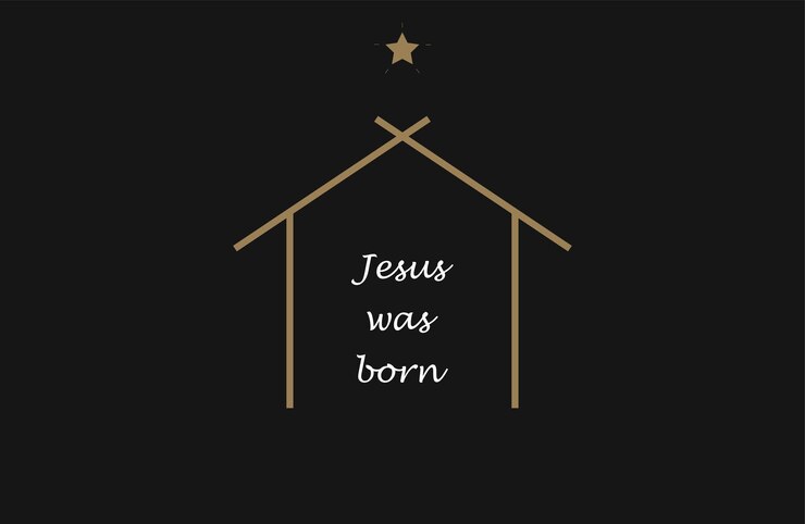 Vetor jesus nasceu deitado na manjedoura, dia de natal, noite santa, história bíblica espiritual, vetor