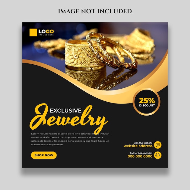 Jewelry mídia social Instagram post ou web banner modelo de design
