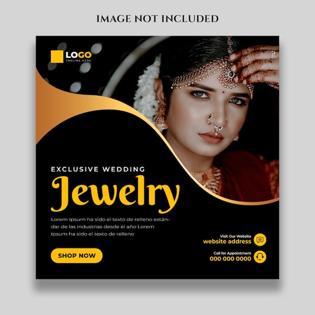 Jewelry mídia social Instagram post ou web banner modelo de design
