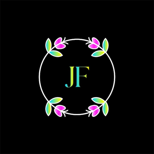 Vetor jf monogram logotipo para evento de celebração, casamento, cartão de felicitações, convite modelo vetorial