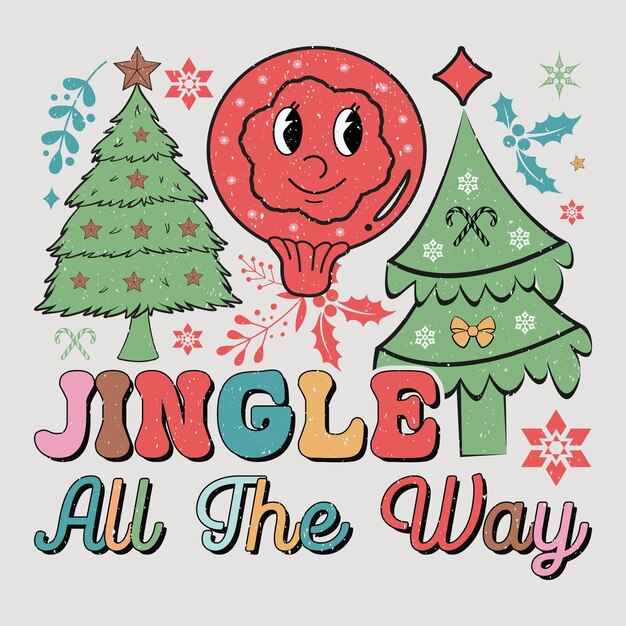 Vetor jingle all the way retro natal svg design de camiseta por sublimação