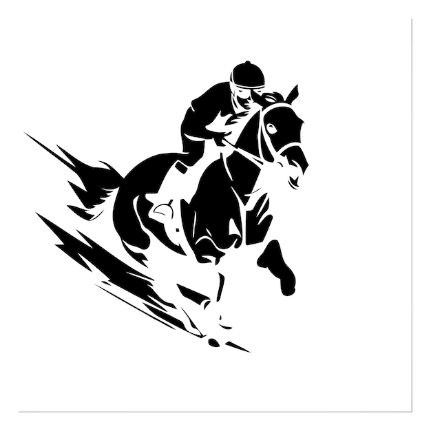 Vetor jockey de corrida de cavalos em galope ilustração vetorial