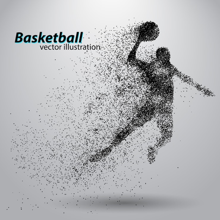 Jogador de basquete de partículas.