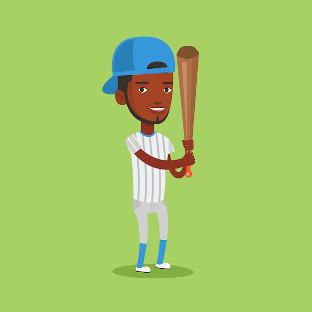 Jogador de beisebol com ilustração vetorial de morcego.