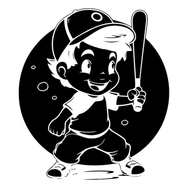 Vetor jogador de beisebol com taco e bola desenho gráfico de ilustração vetorial de desenho animado