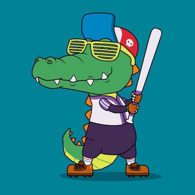 Jogador de beisebol crocodilo.