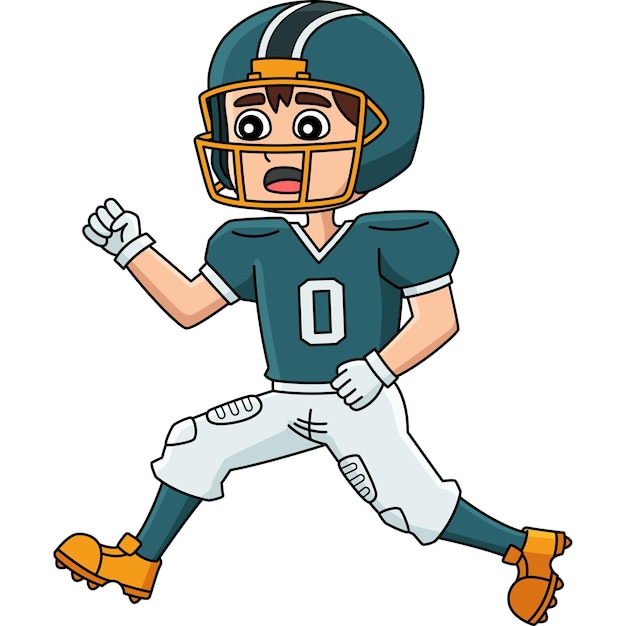 Jogador de futebol americano correndo Clipart de desenho animado
