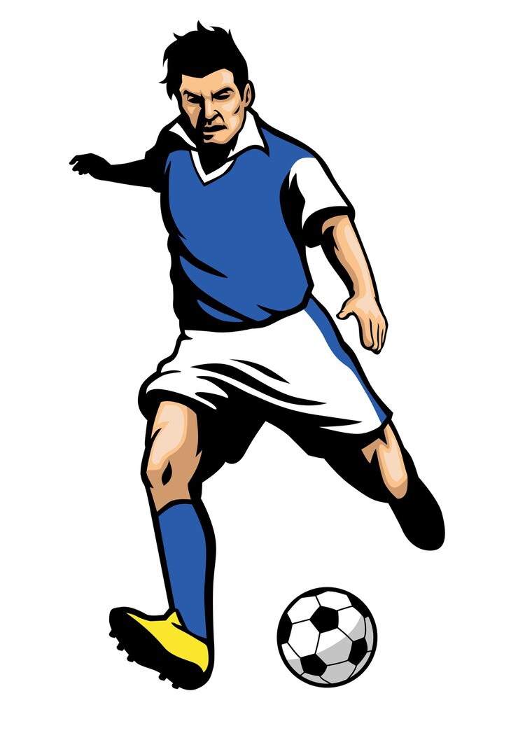 Vetor jogador de futebol atirando uma bola
