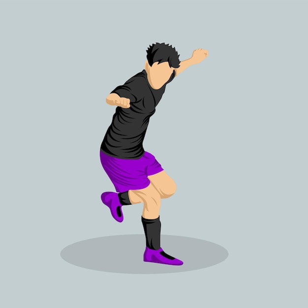 Jogador de futebol atleta em ação colorido vibrante simples vetor plano