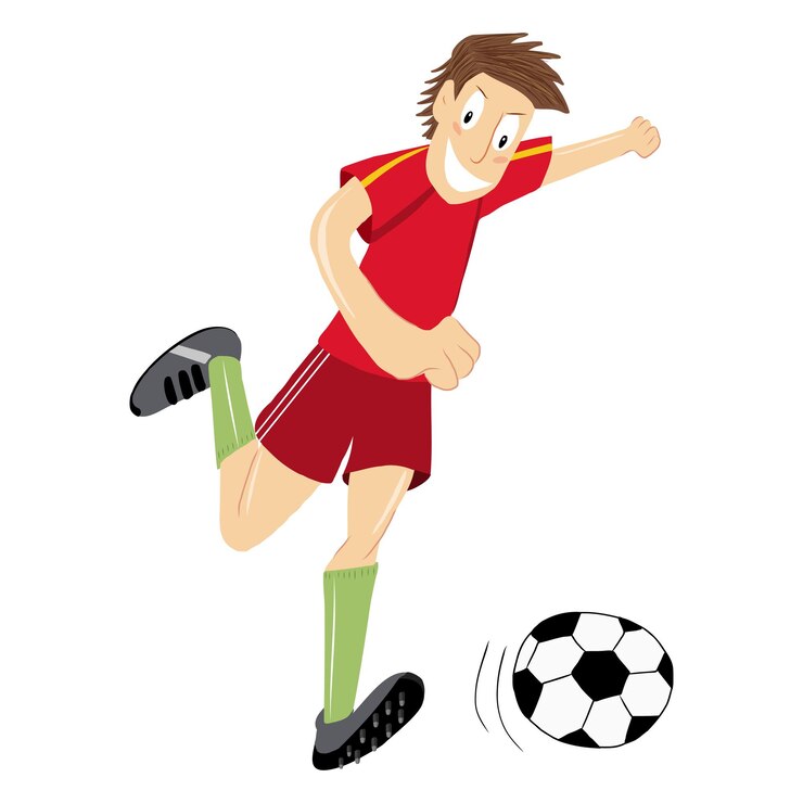Vetor jogador de futebol chutando ilustração vetorial de bola