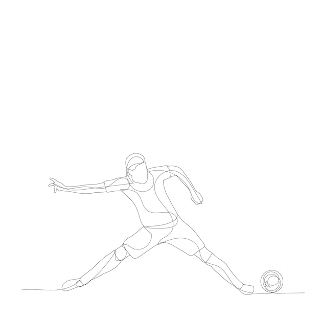 Jogador de futebol de atleta de homem de desenho de linha isolado