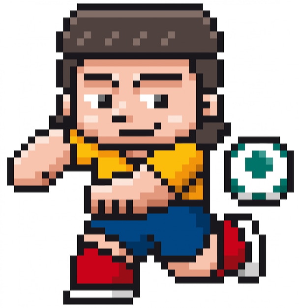 Jogador de futebol dos desenhos animados - design de pixel