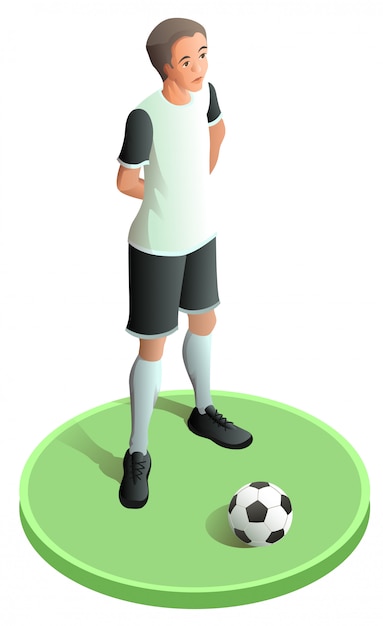 Jogador de futebol em uniforme abstrato e bola