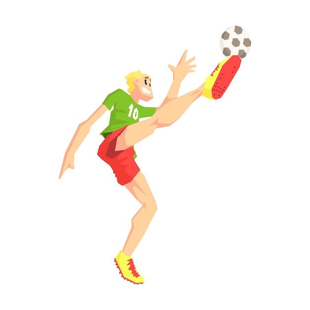 Jogador de futebol legal estilo cartoon ilustração vetorial plana geométrica isolada no fundo branco