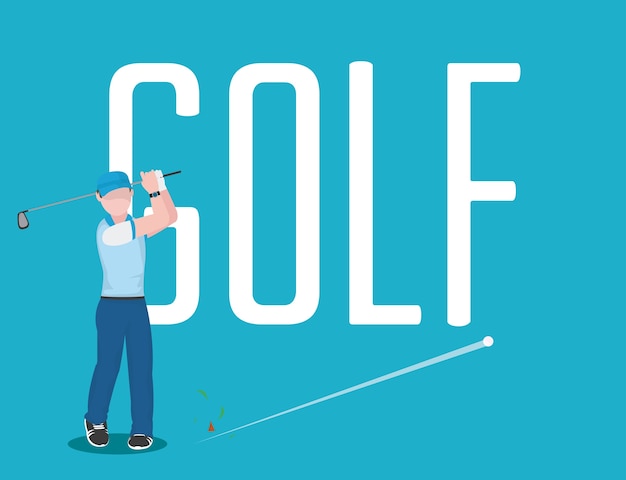 Jogador de golfe masculino com clube sobre fundo colorido