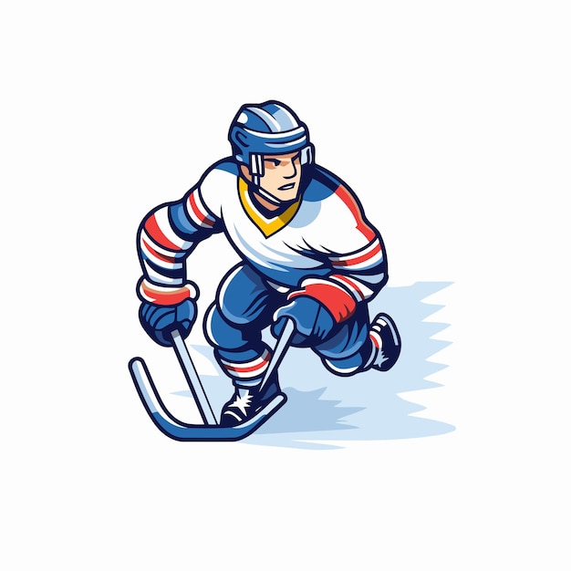 Vetor jogador de hóquei no gelo ilustração vetorial de um jogador de hockey com o bastão