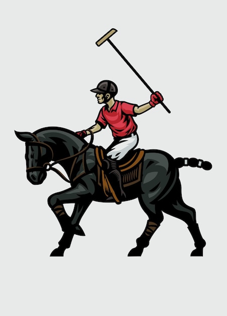 Jogador de polo sport horse em ação