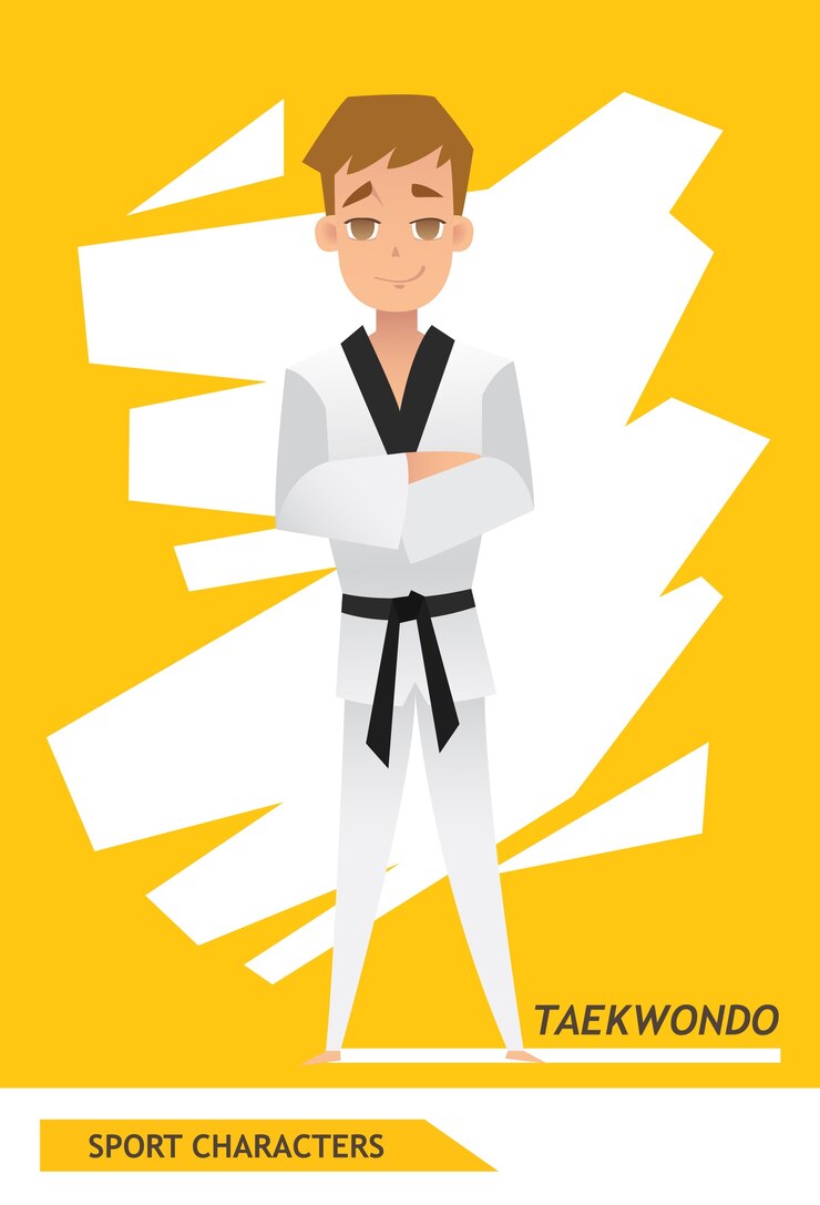 Vetor jogador de taekwondo de personagens do esporte