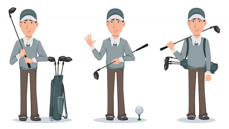 Vetor jogador golfe, bonito, golfer