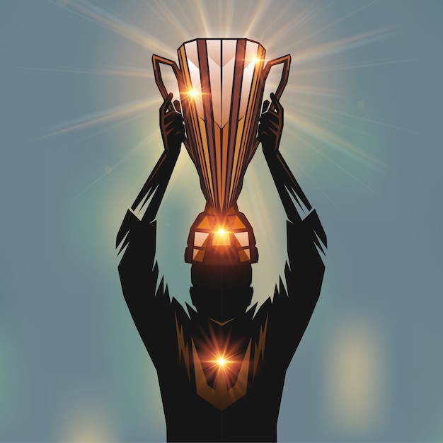Jogador segurando o troféu