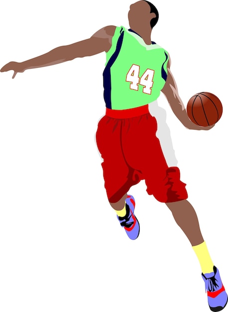 Vetor jogadores de basquete ilustração vetorial colorida para designers