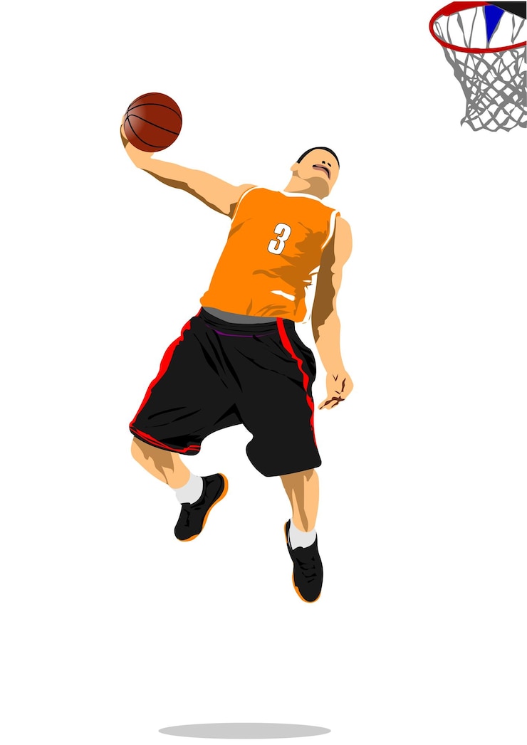 Vetor jogadores de basquete vector ilustração 3d para designers