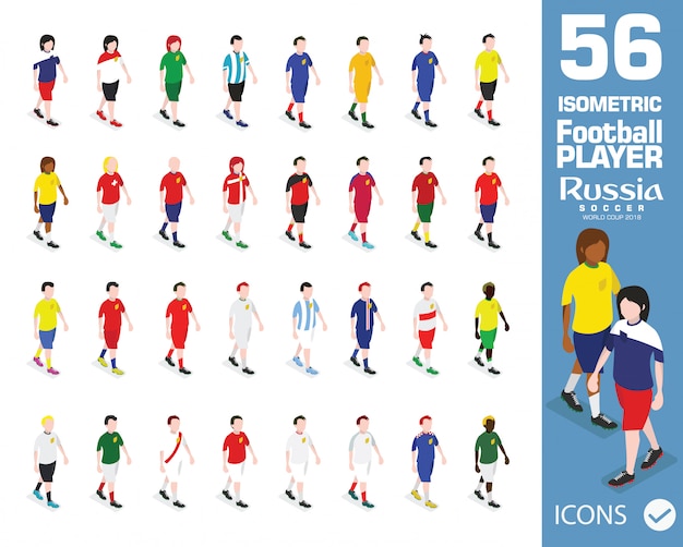 Jogadores de futebol de 2018 fifa world cup russia isometric