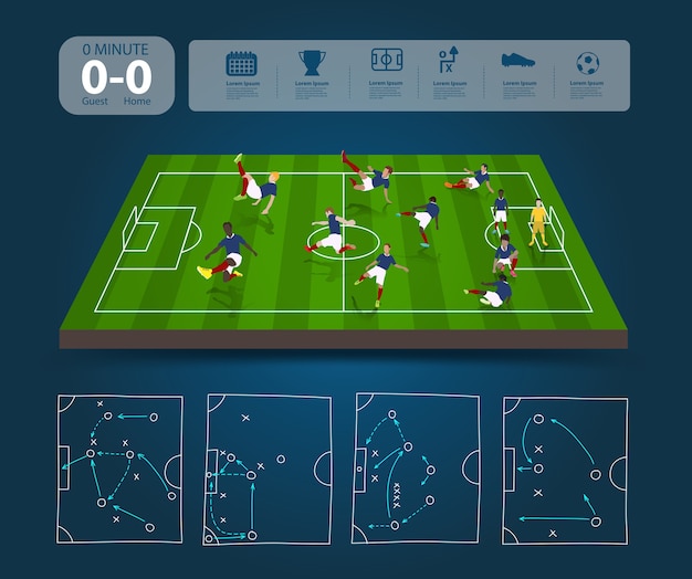 Vetor jogadores de futebol de vetor com plano