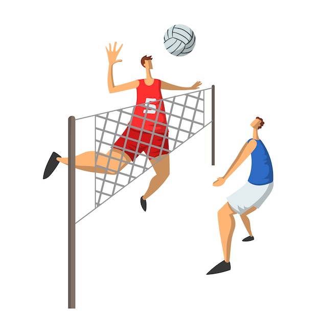 Jogadores de voleibol em estilo simples abstrato. ilustração isolado no branco