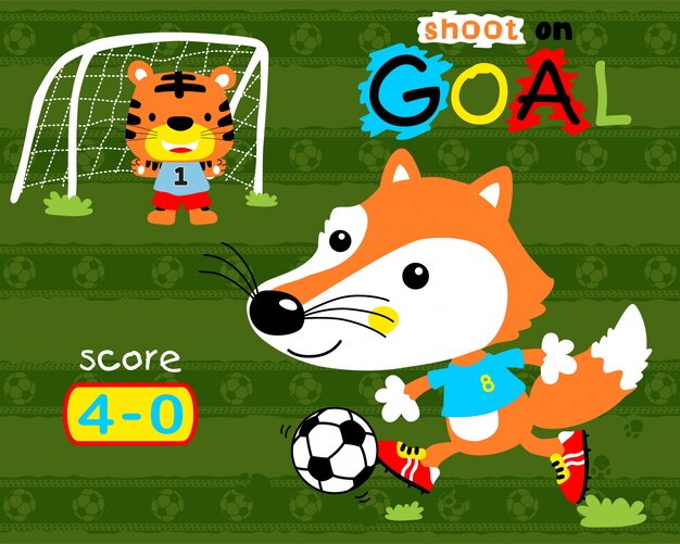 Jogando futebol com desenhos animados de animais