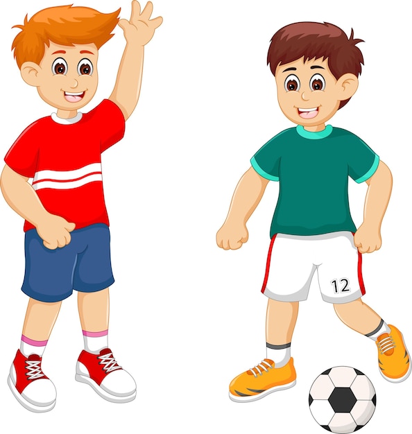 Um, Menino, Jogando, Futebol, Desenho Animado Royalty Free SVG, Cliparts,  Vetores, e Ilustrações Stock. Image 64672519