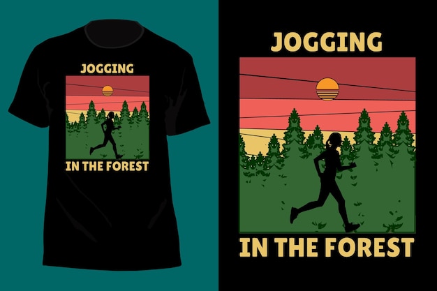 Jogging in the forest t shirt design retro vintage