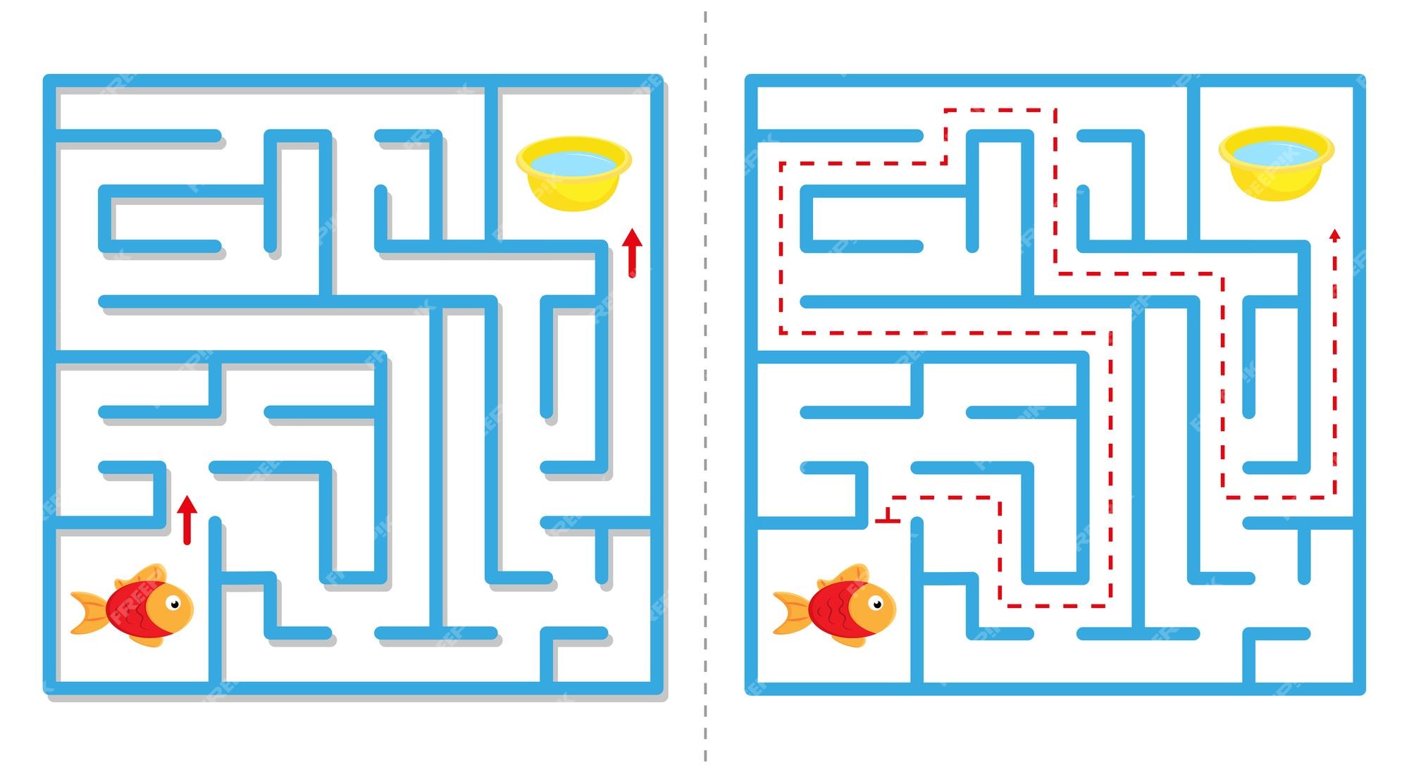 Jogo abstrato de labirinto simples com resposta labirinto fácil para  crianças